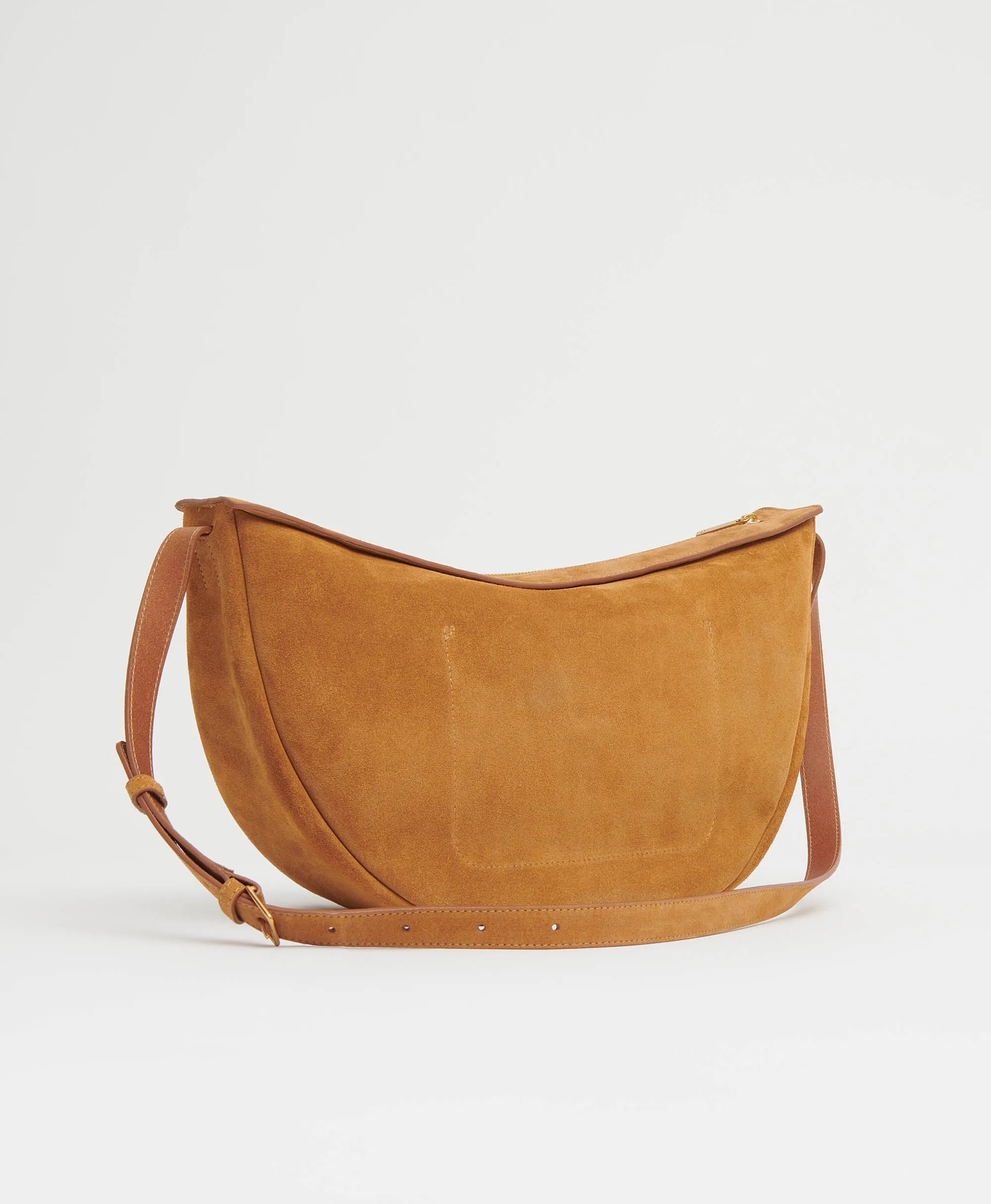 Large Moon Sling Bag - Caramel Suede