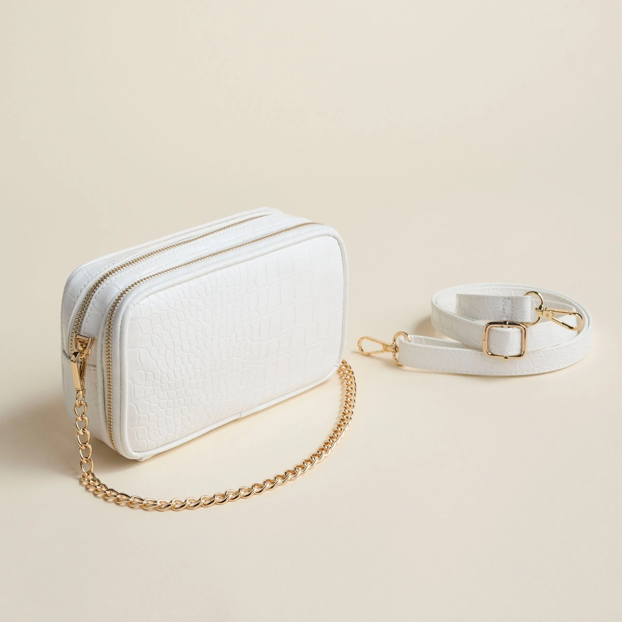 Latitude Beauty Bag - White Crocodile