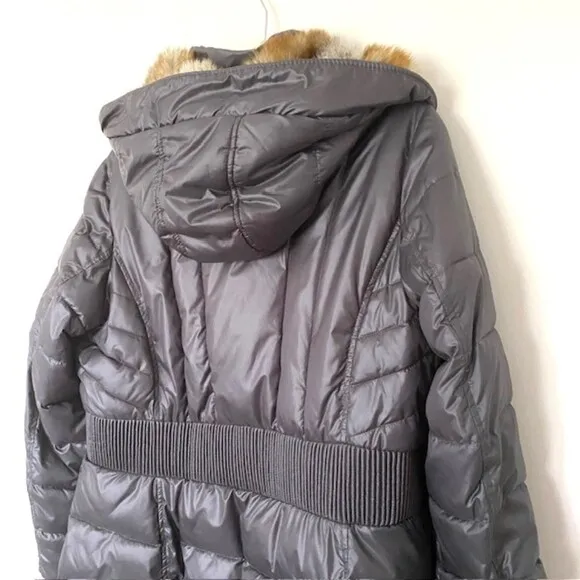 Laundry by Design Puffer Coat Jacket Gray Faux Fur Trim Removable Hood Sz 1X