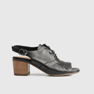 Leather Comfort Block Heel Sandal Navy 6012