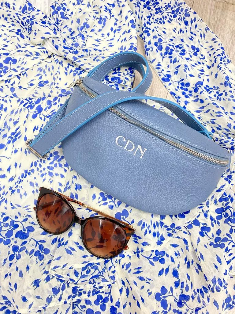 Leather Sling Bum Bag Blue