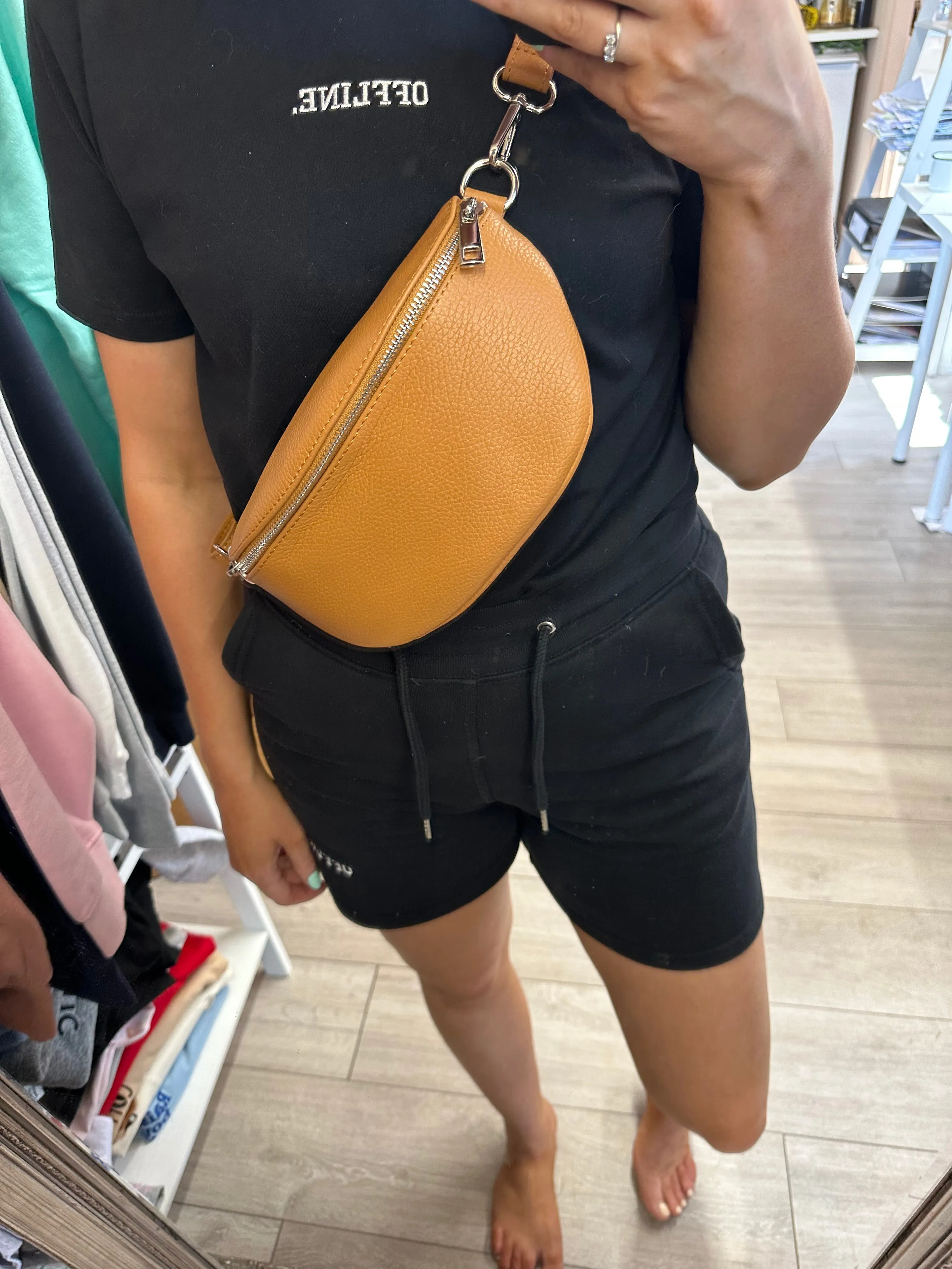 Leather Sling Bum Bag Tan