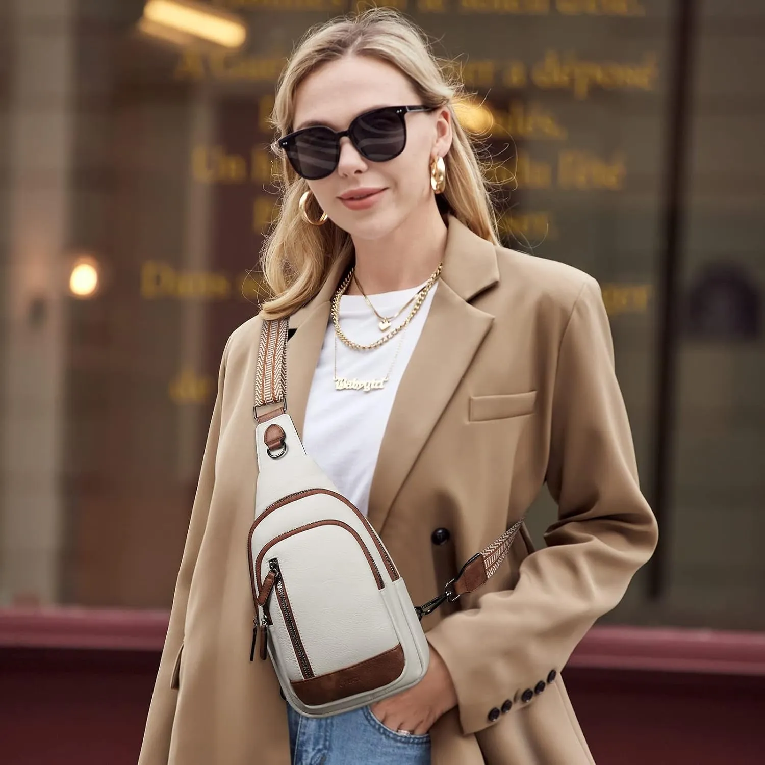 Leather Travel Crossbody Sling Bag for Women