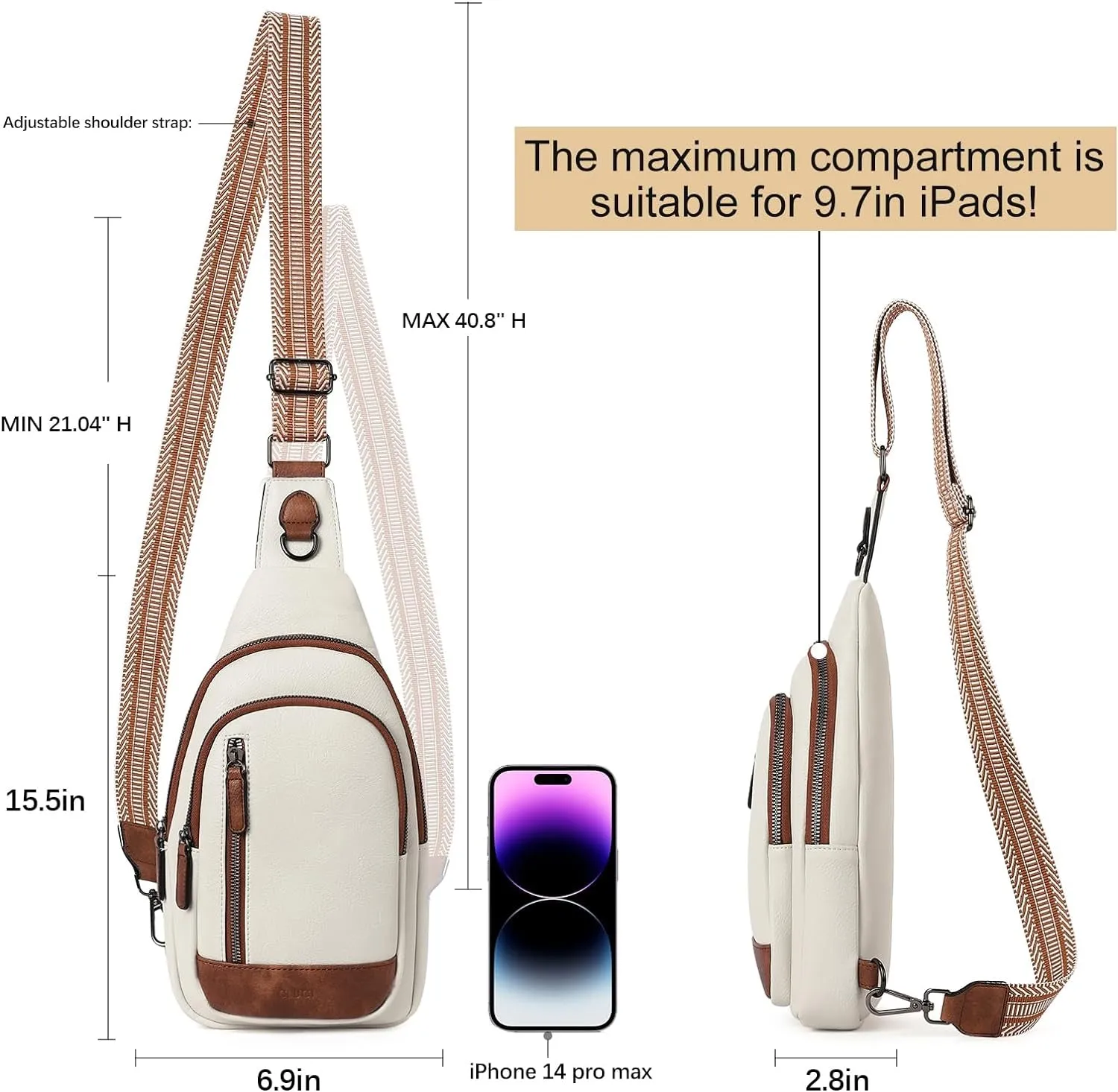 Leather Travel Crossbody Sling Bag for Women