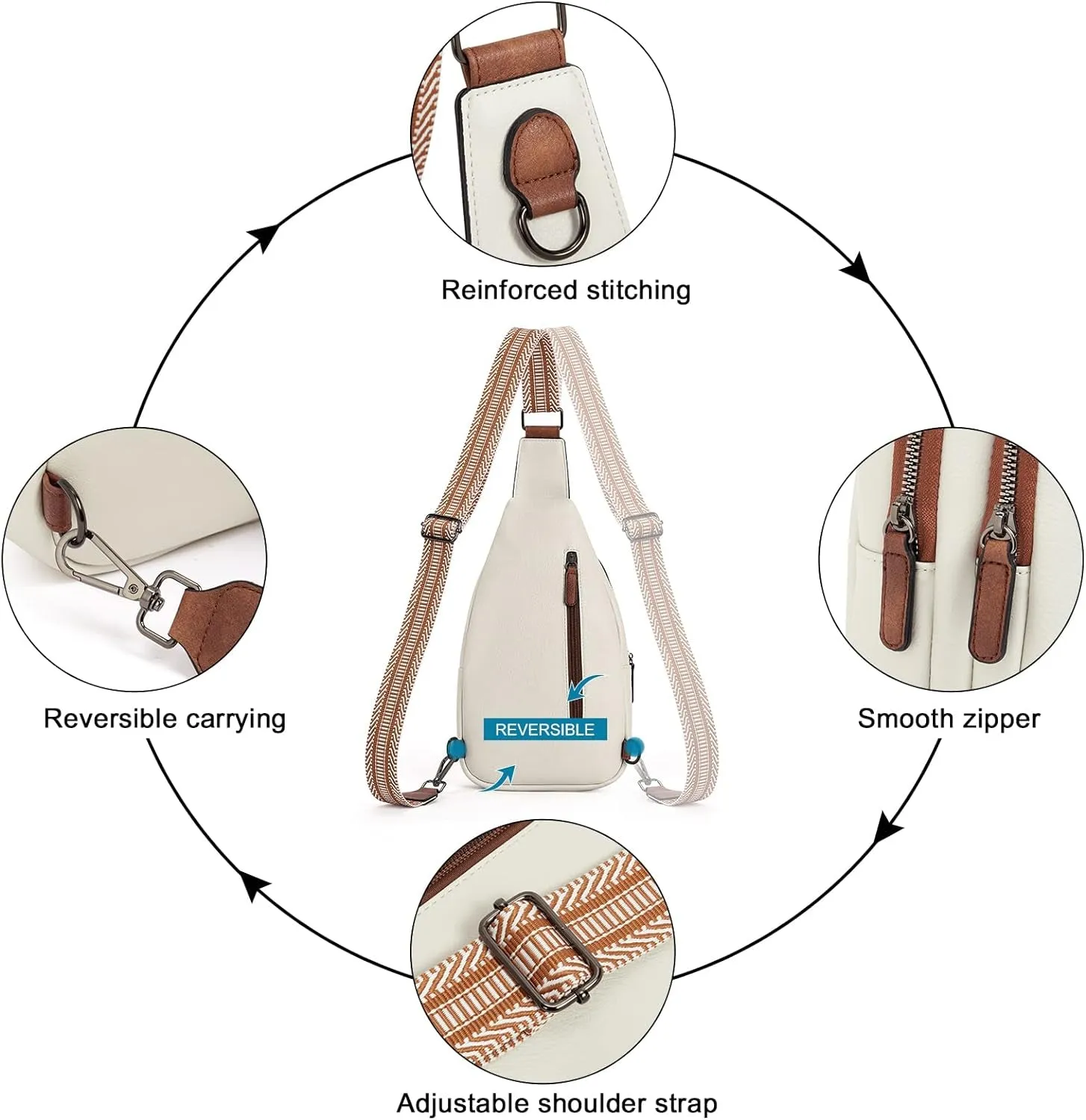 Leather Travel Crossbody Sling Bag for Women