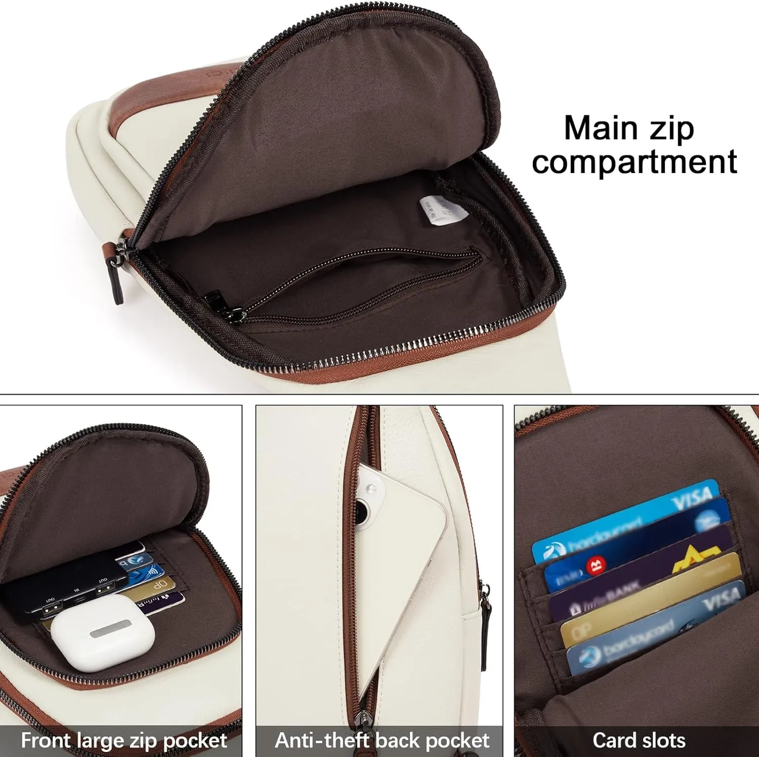 Leather Travel Crossbody Sling Bag for Women