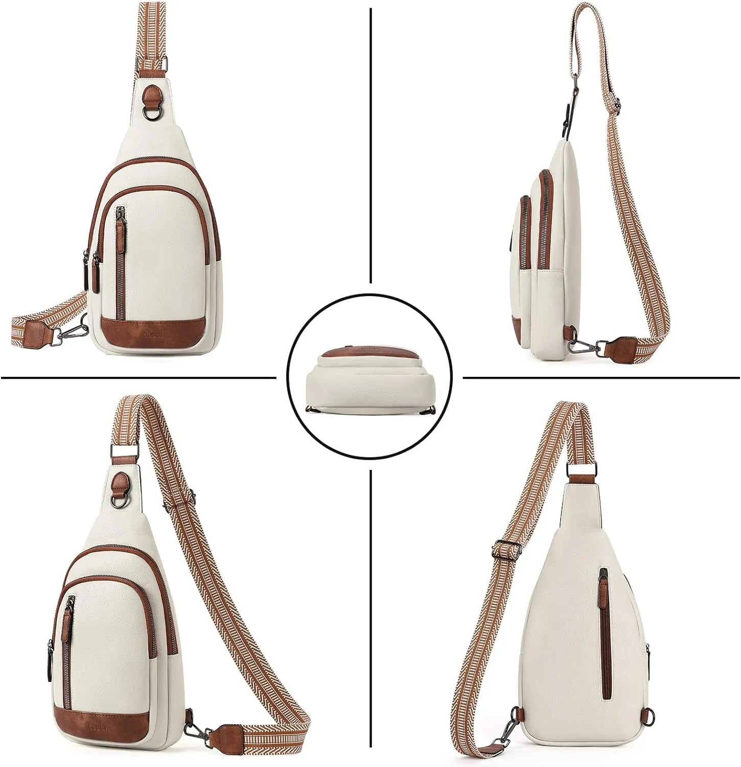 Leather Travel Crossbody Sling Bag for Women