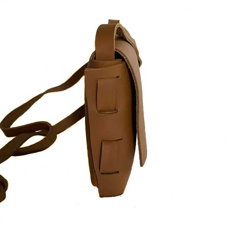 Leather Woman Handbag Light Brown Cross Long Cord