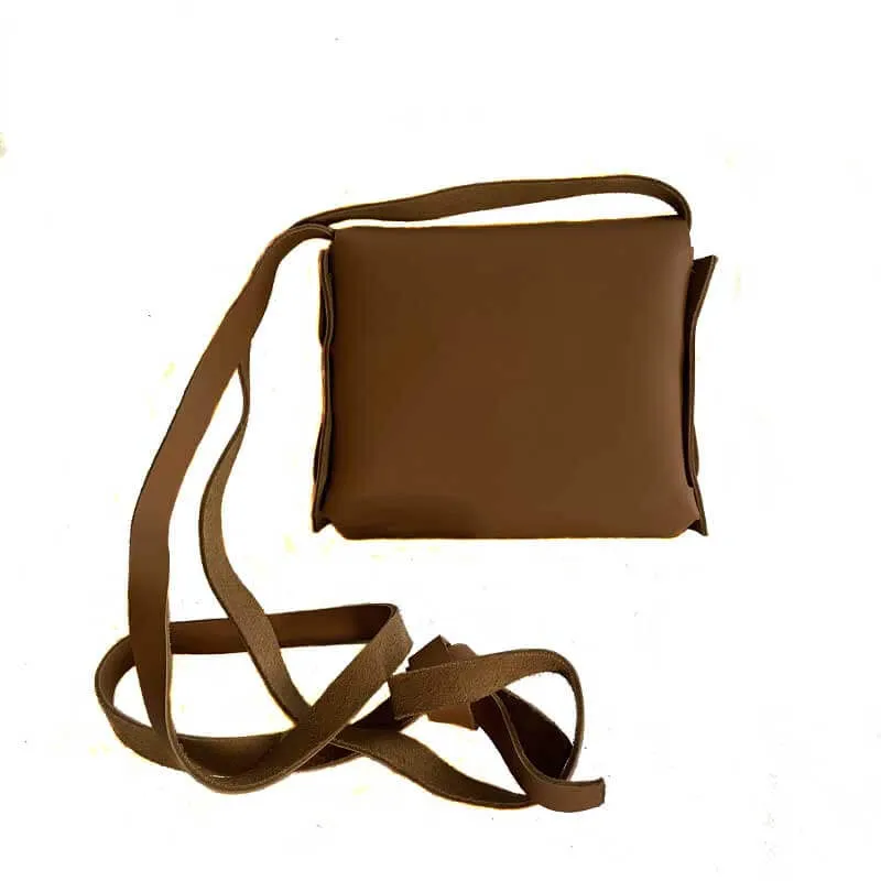 Leather Woman Handbag Light Brown Cross Long Cord