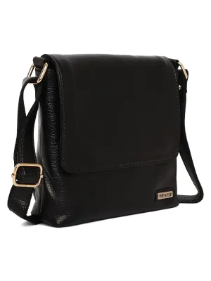 Leo Black Leather Sling Bag