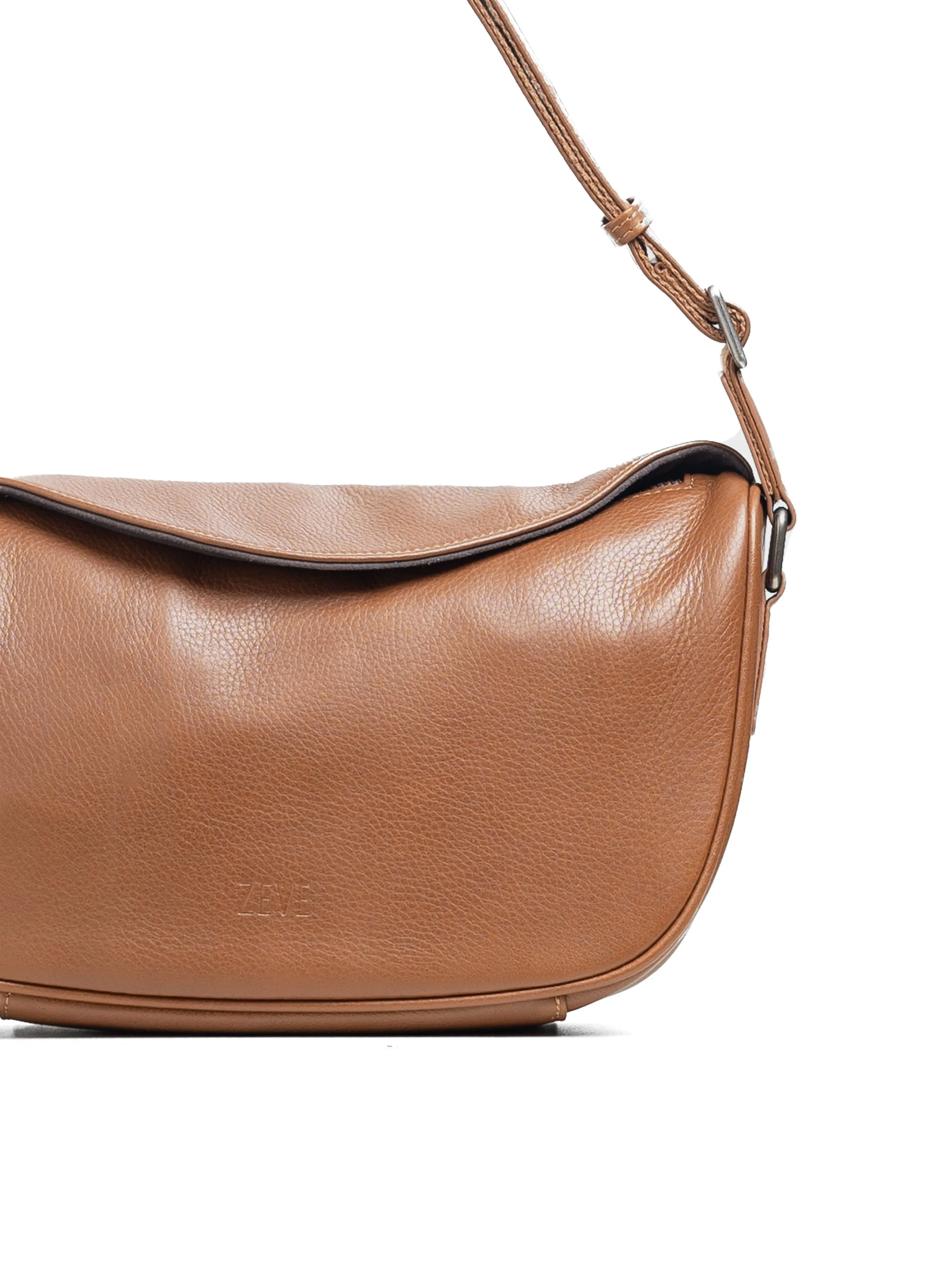 Leone Crossbody Bag - Brown Pebble Grain Leather
