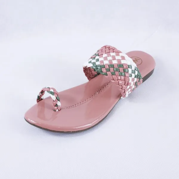 Letti Pink Multi Patent Flat Slides
