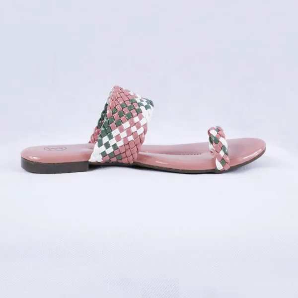 Letti Pink Multi Patent Flat Slides