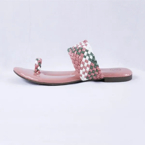 Letti Pink Multi Patent Flat Slides