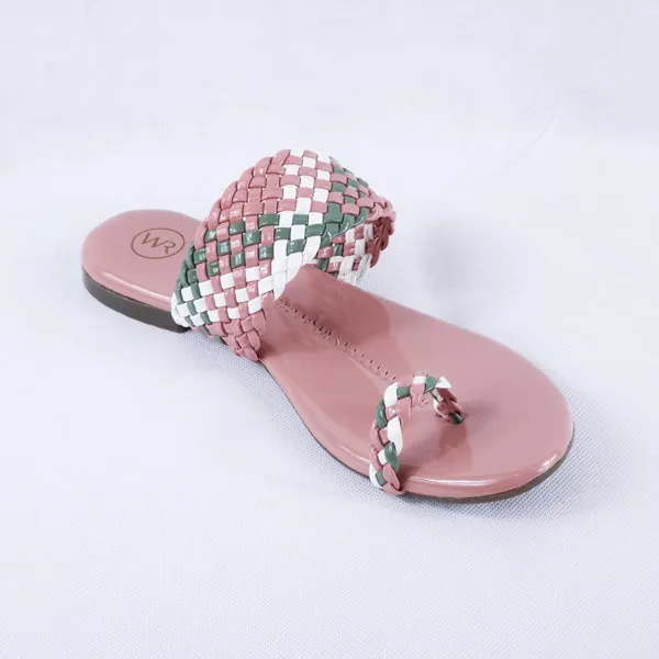 Letti Pink Multi Patent Flat Slides