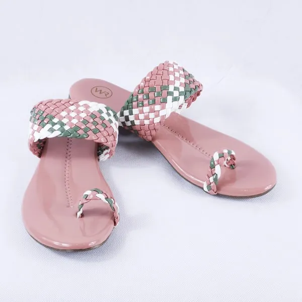 Letti Pink Multi Patent Flat Slides