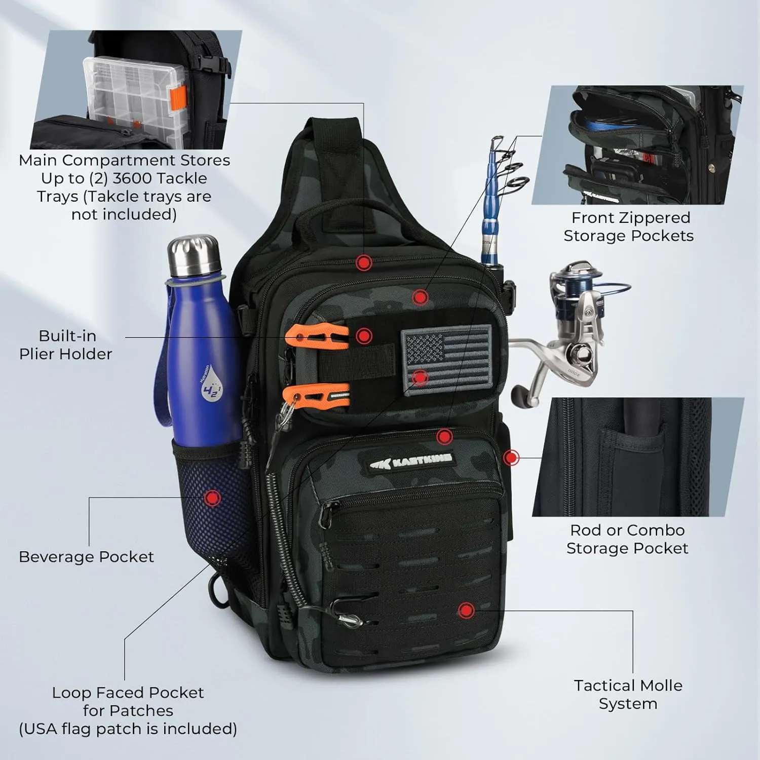 Lightweight Tactical Fishing Sling Bag, Tool Bag for  Hunting