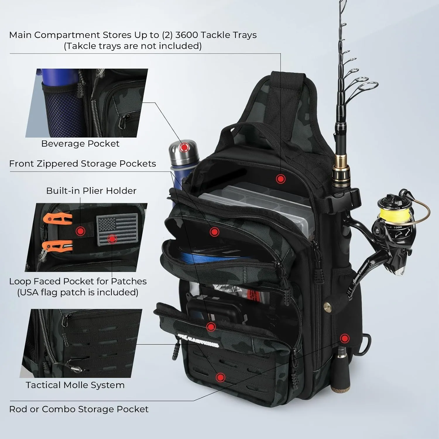 Lightweight Tactical Fishing Sling Bag, Tool Bag for  Hunting
