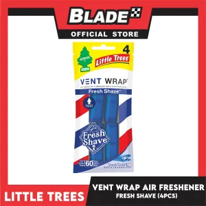 Little Tree Vent Wrap 4pcs (Fresh Shave) Provides Long-Lasting Scent, Slip On Vent Wrap Car Air Freshener
