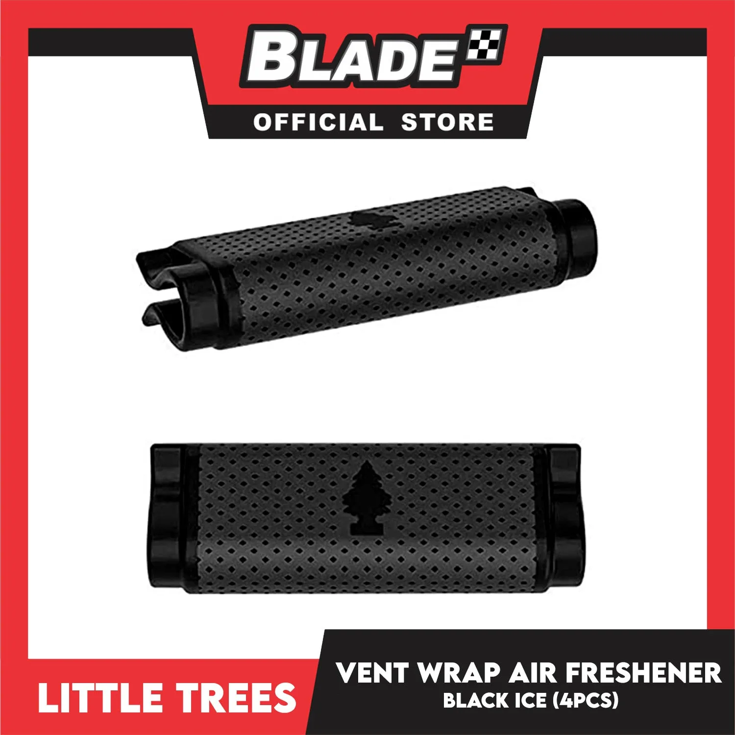 Little Trees Vent Wrap Air Freshener 4pcs (Black Ice) Provides Long-Lasting Scent, Slip On Vent Wrap Car Air Freshener