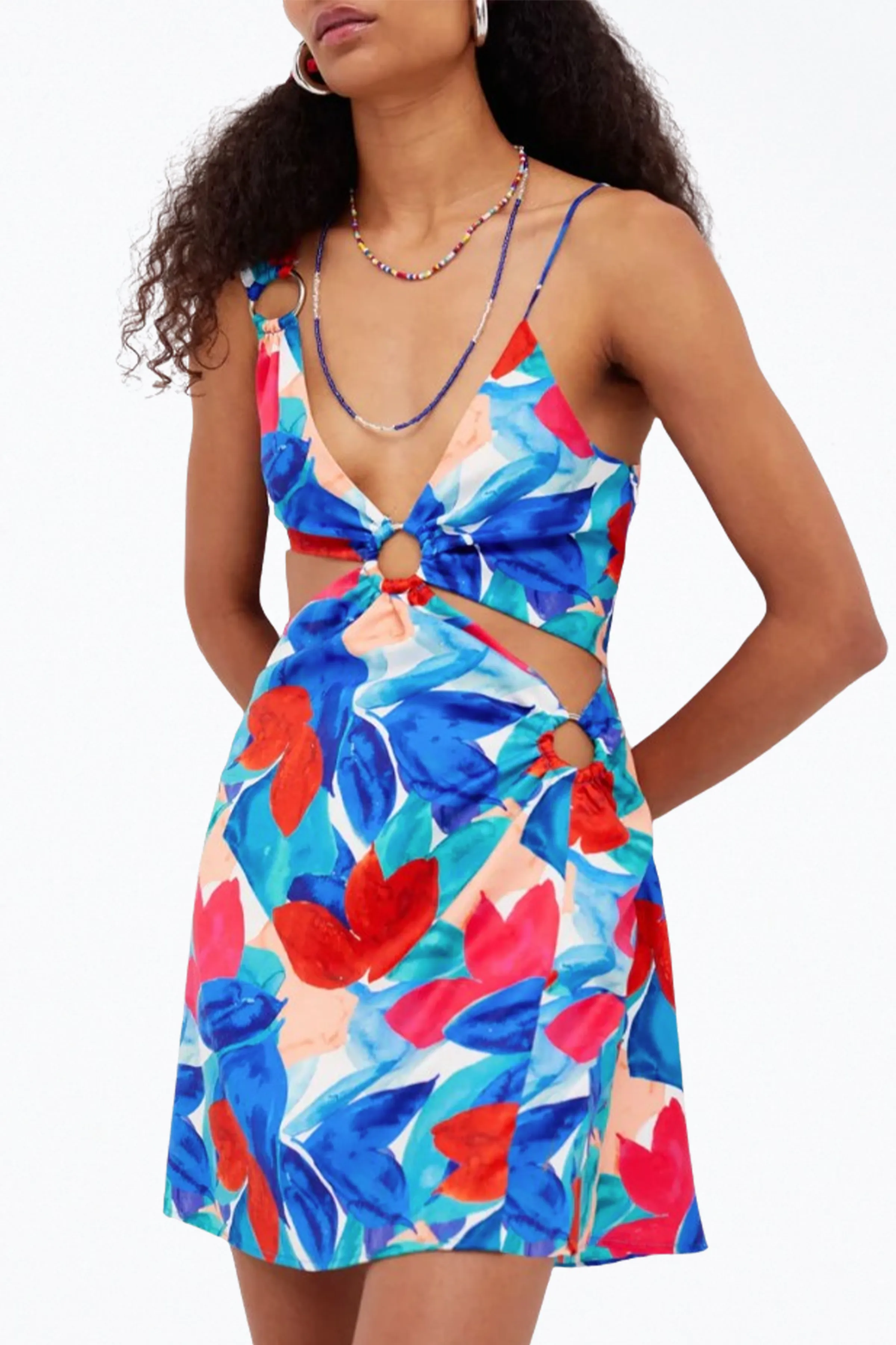 LORENZA CUTOUT SATIN MINI DRESS