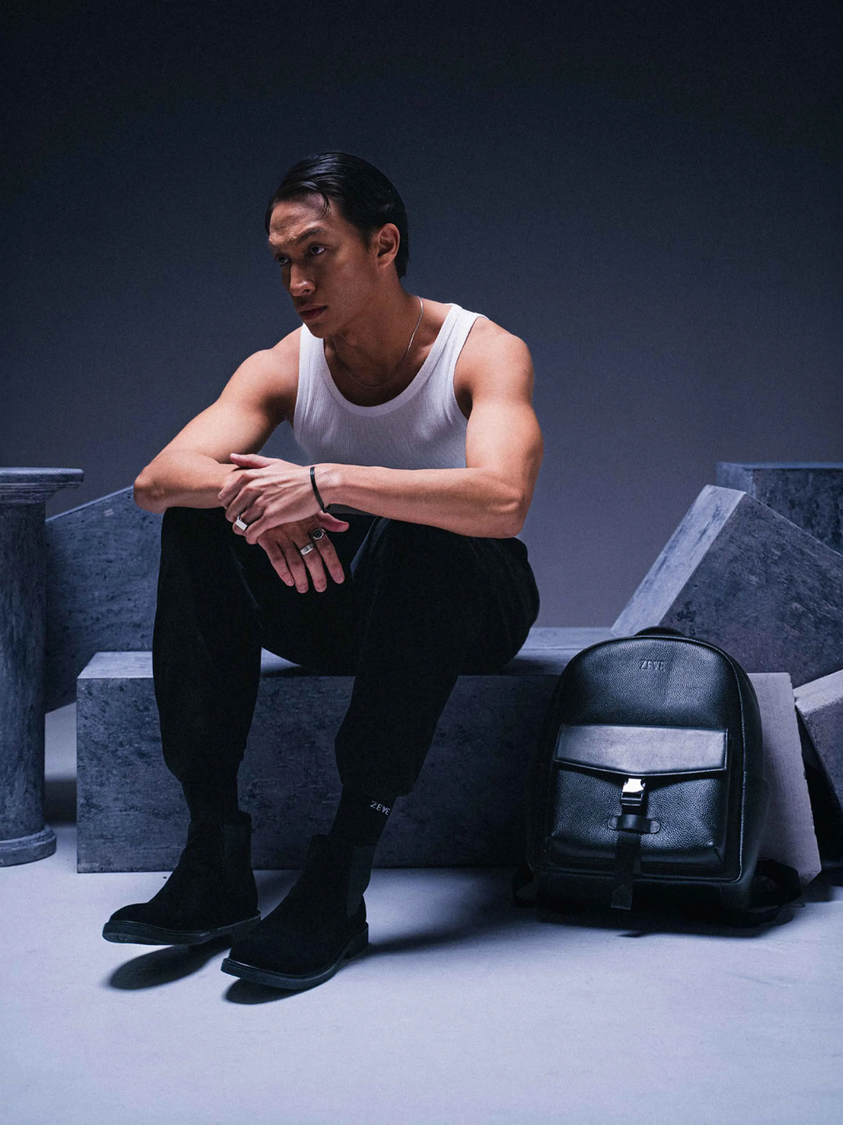 Luciano Backpack - Black Grain Pebble Leather