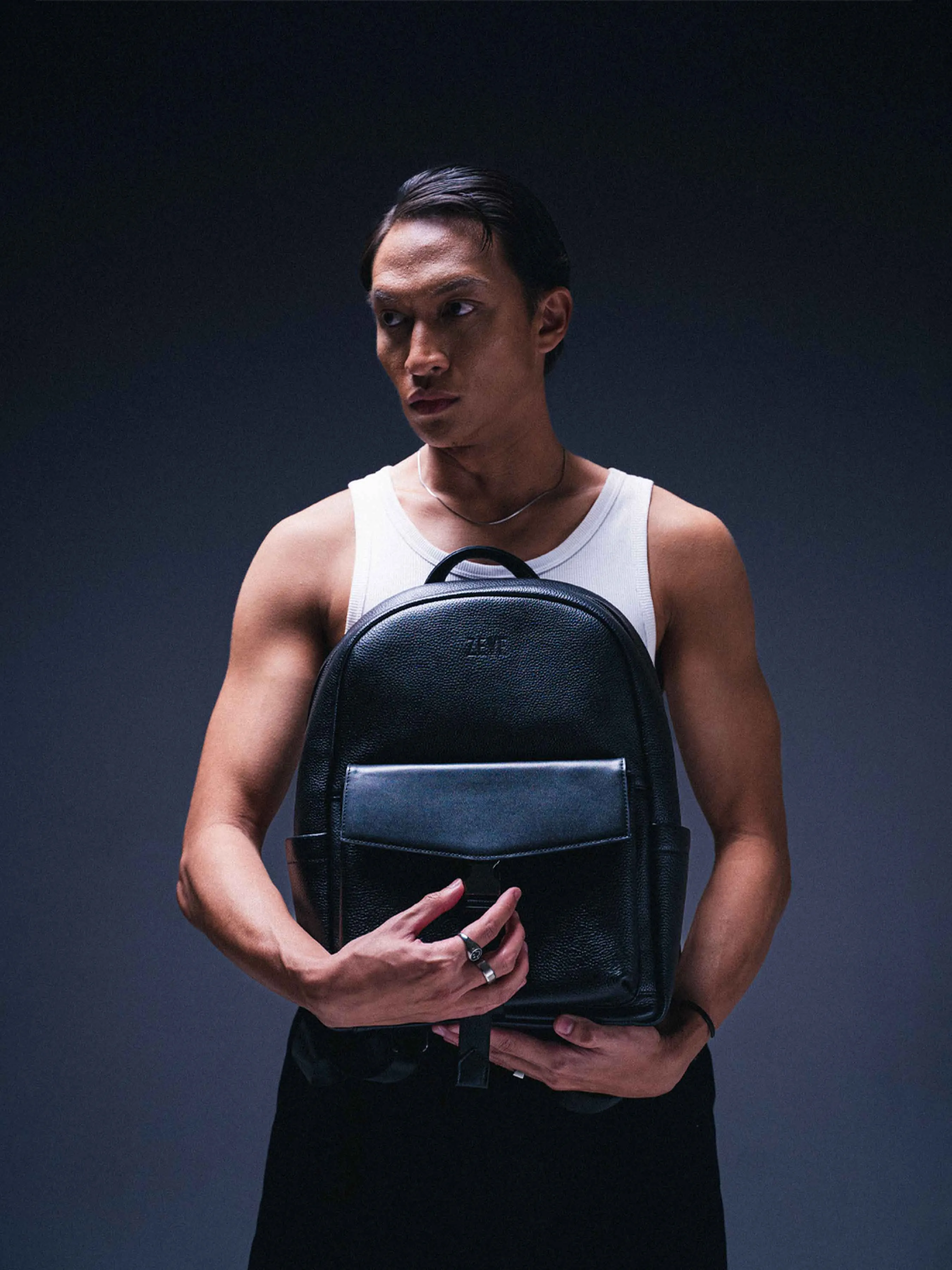 Luciano Backpack - Black Grain Pebble Leather