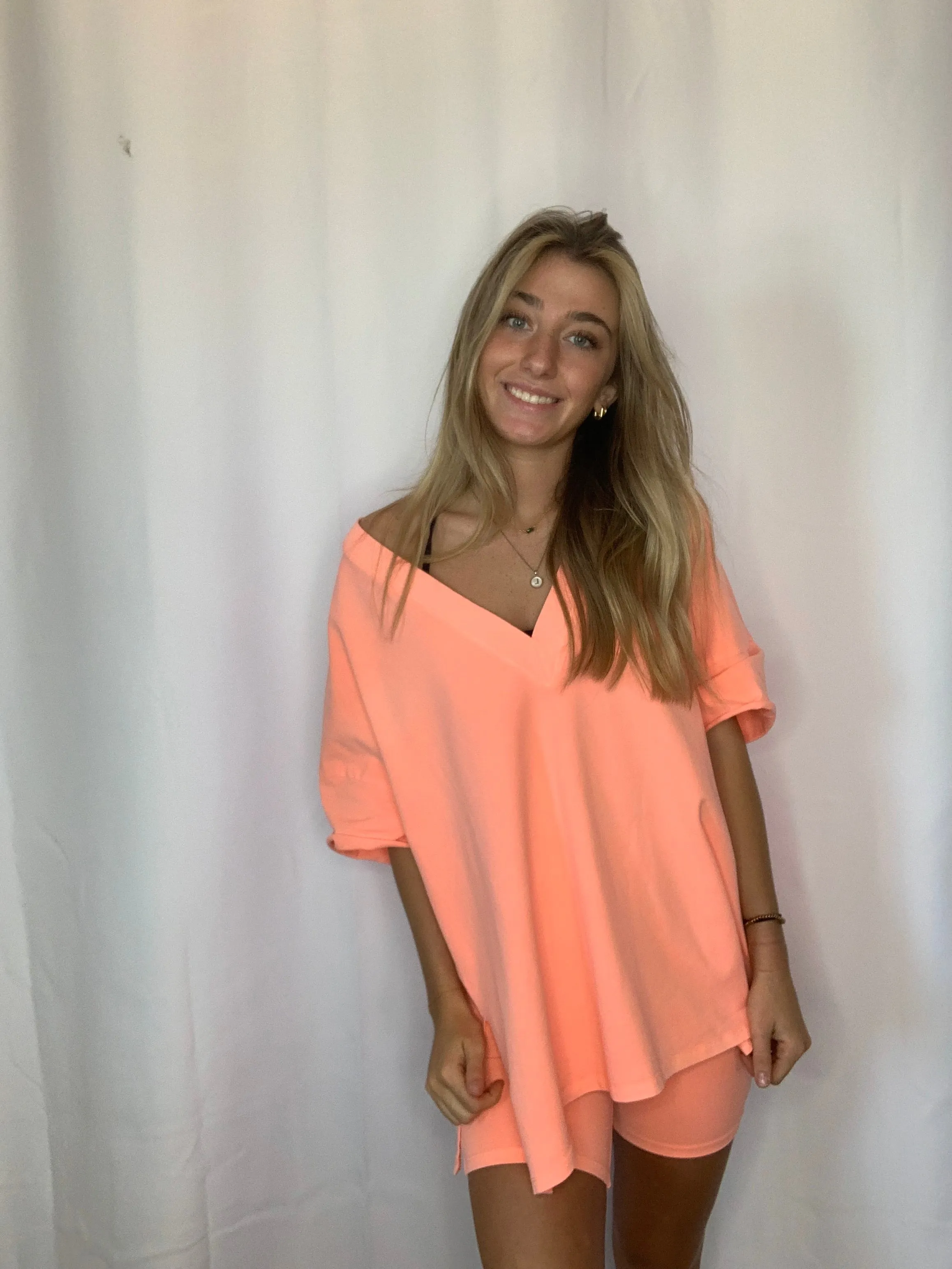 Lucy- Mineral Washed V-Neck Top