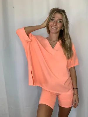 Lucy- Mineral Washed V-Neck Top