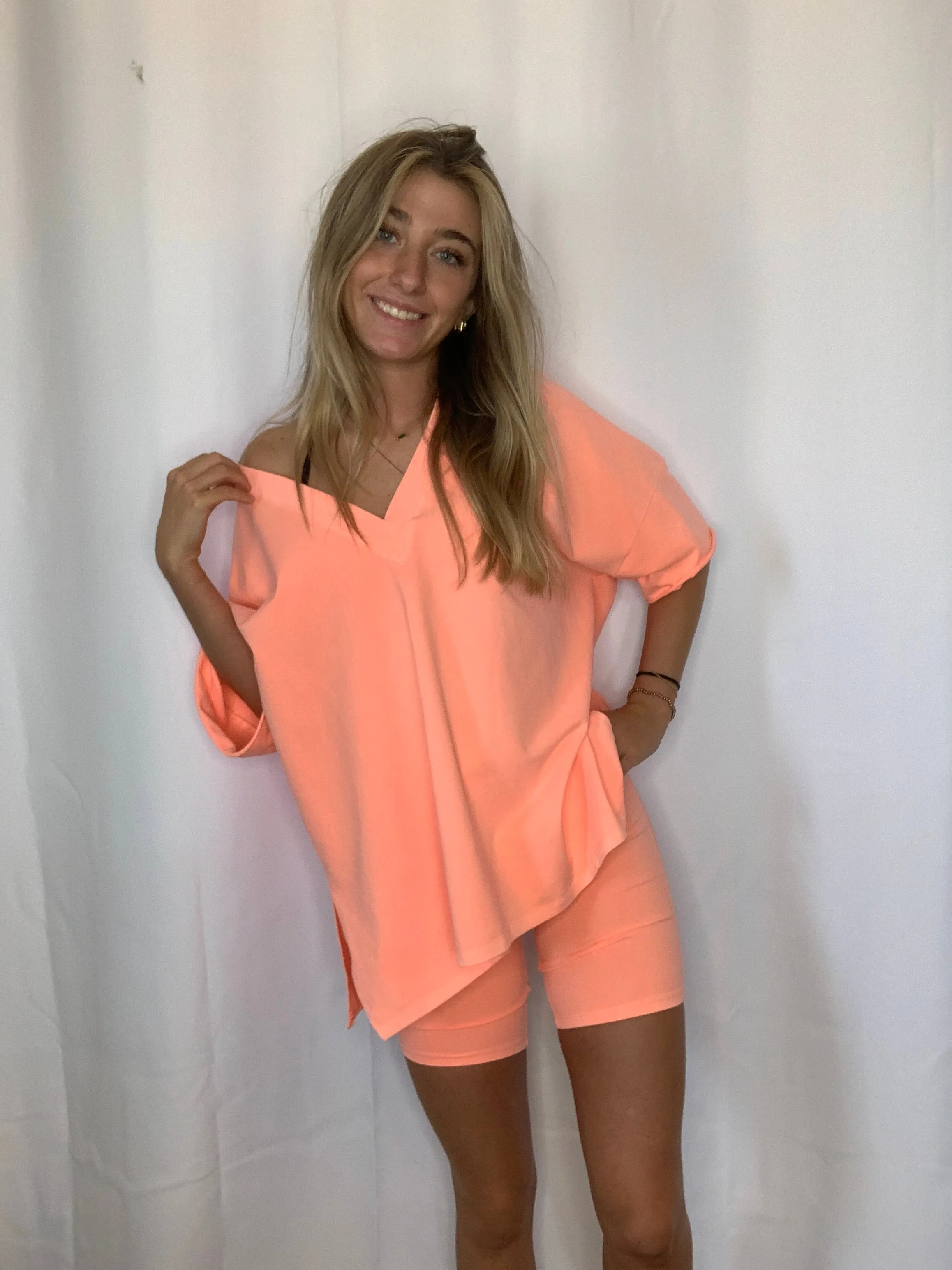 Lucy- Mineral Washed V-Neck Top