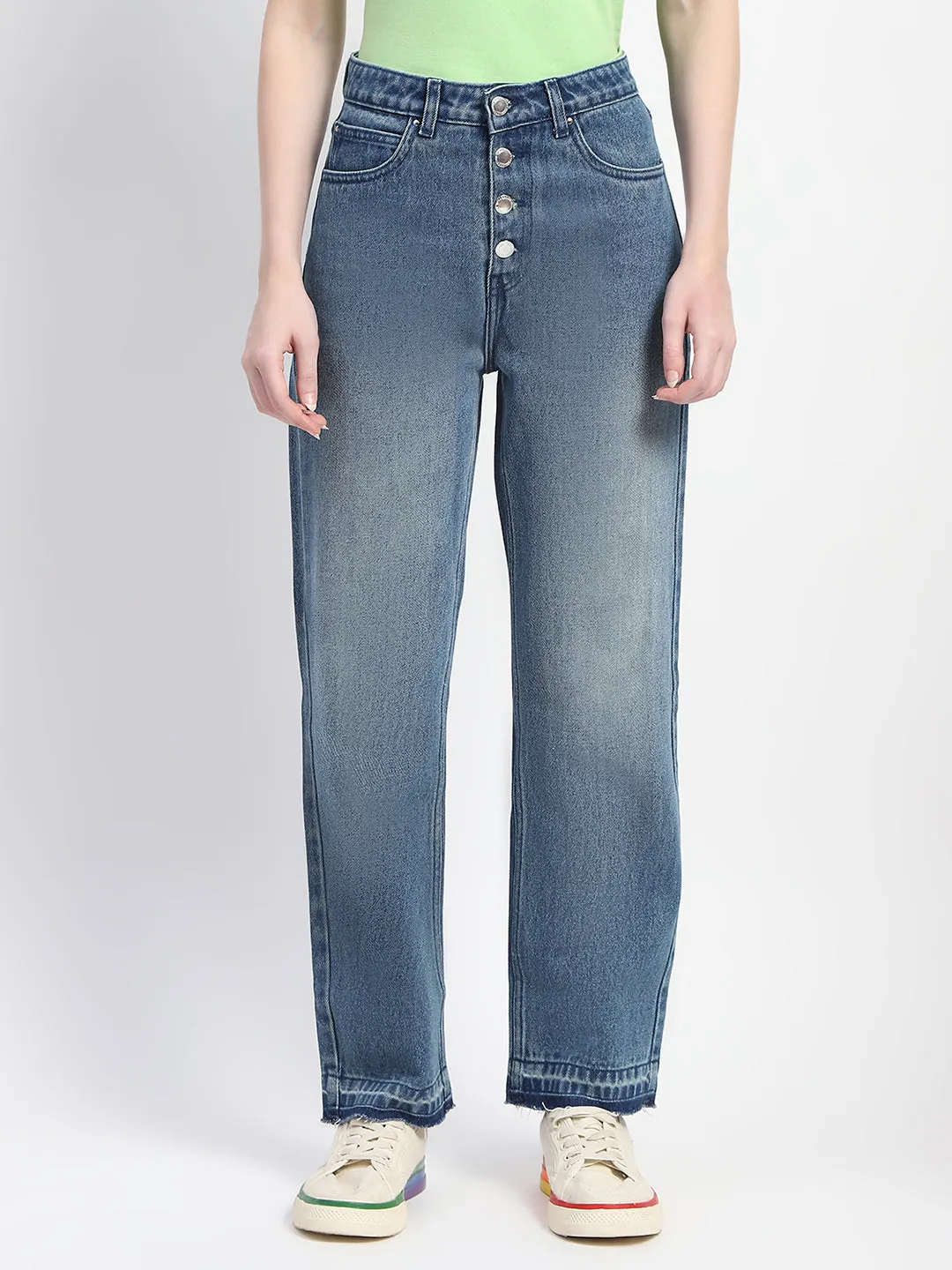 Madame High Waist Stone Wash Blue Jeans