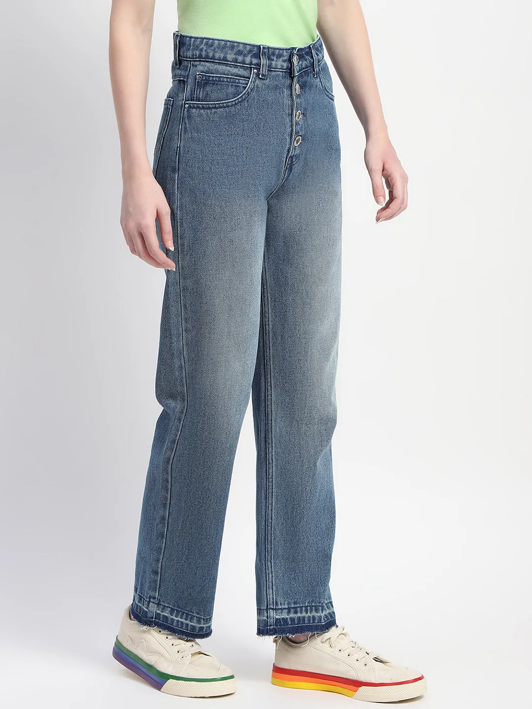Madame High Waist Stone Wash Blue Jeans