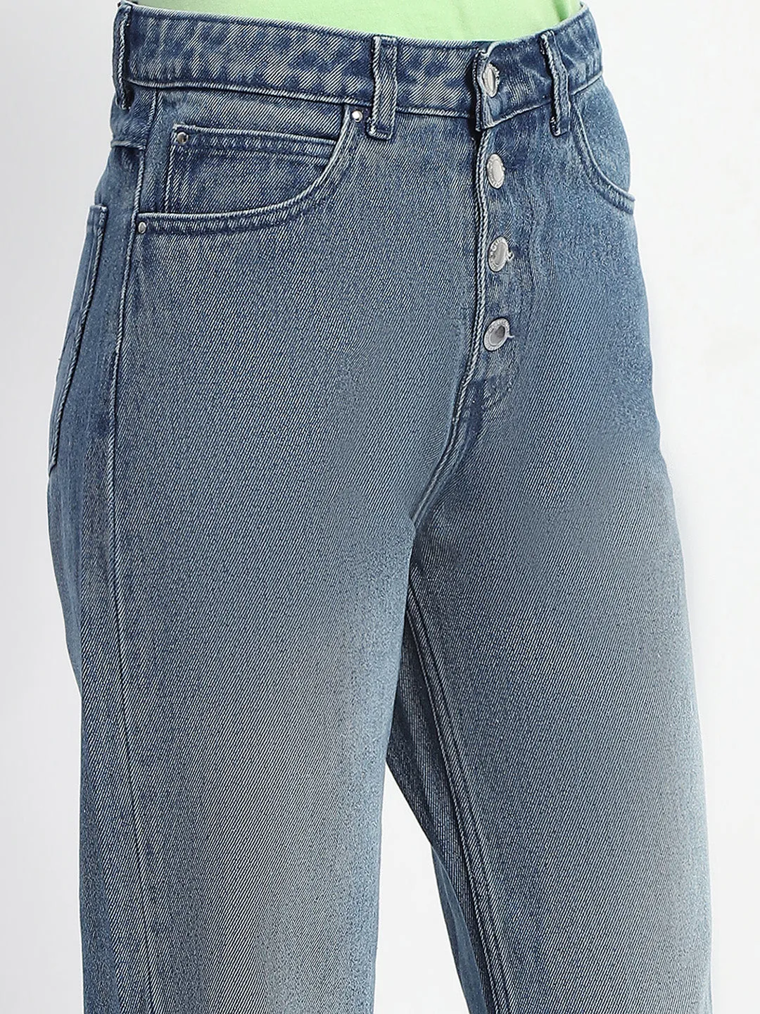 Madame High Waist Stone Wash Blue Jeans