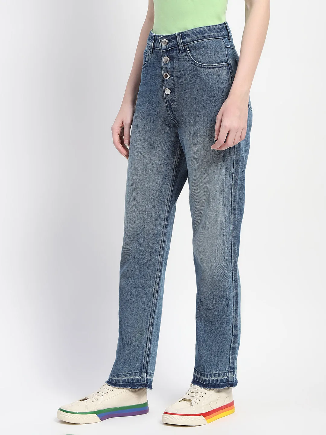 Madame High Waist Stone Wash Blue Jeans