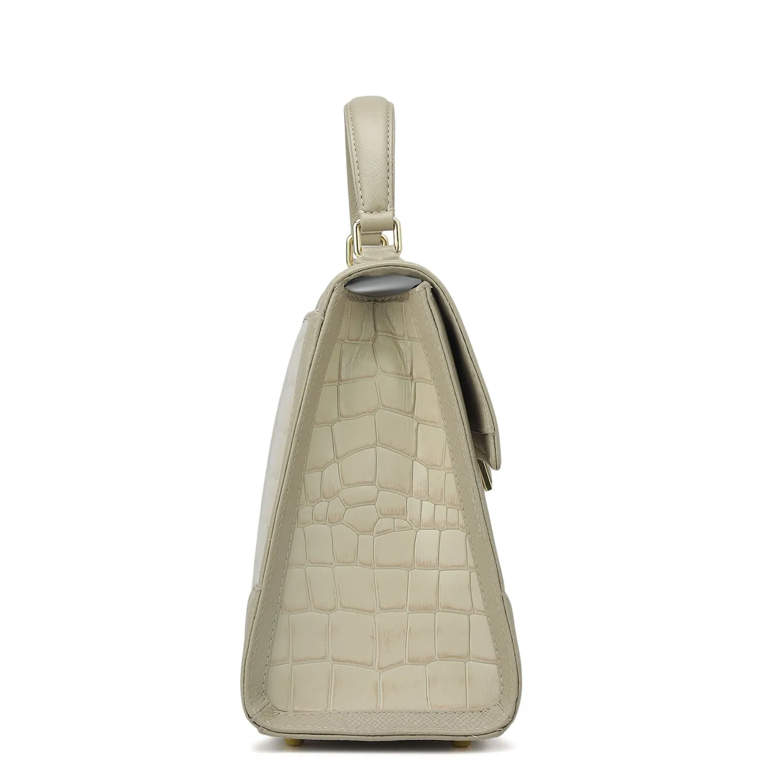 Medium Croco Franzy Leather Satchel - Frost