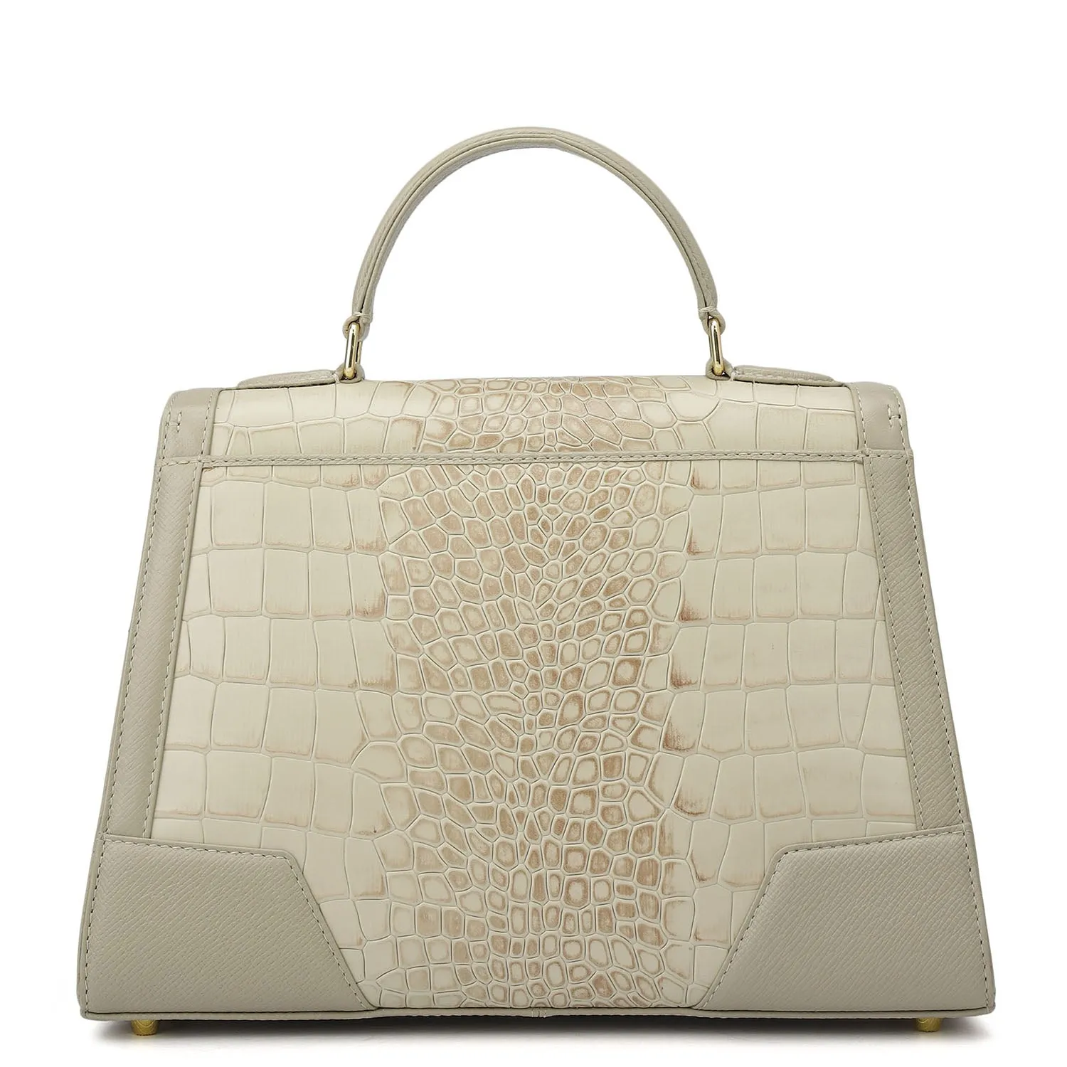 Medium Croco Franzy Leather Satchel - Frost