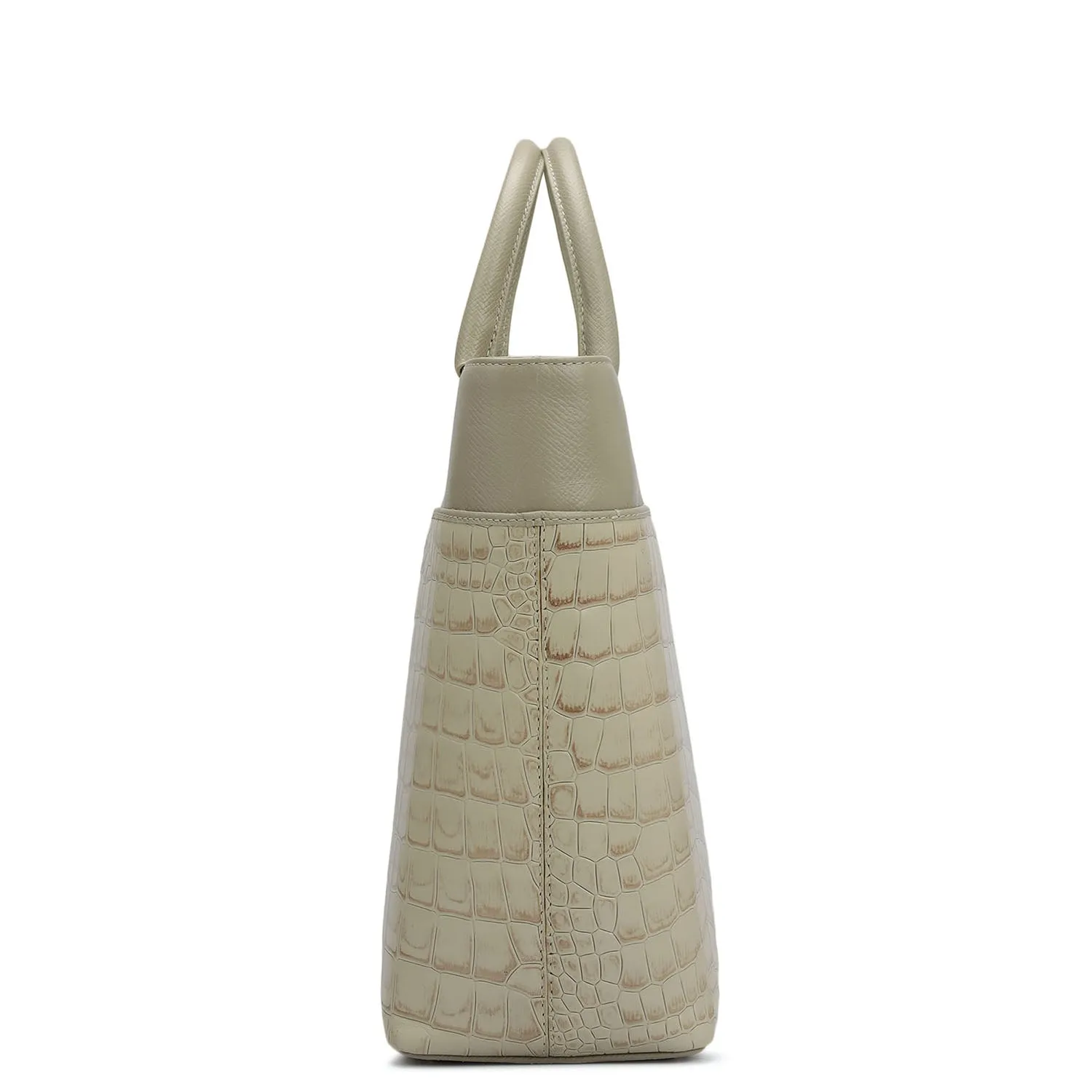 Medium Croco Franzy Leather Satchel - Frost