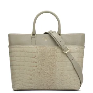 Medium Croco Franzy Leather Satchel - Frost