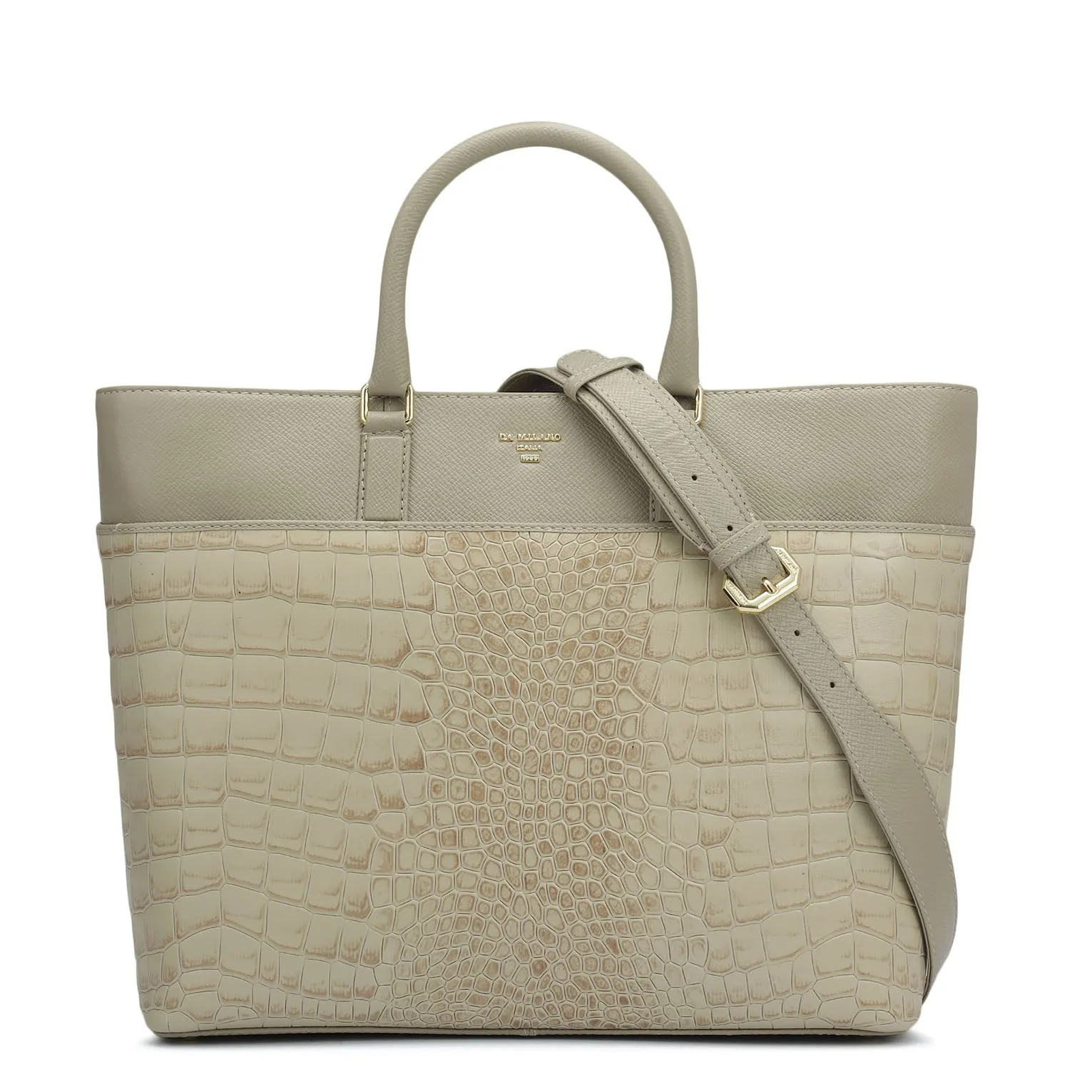 Medium Croco Franzy Leather Satchel - Frost