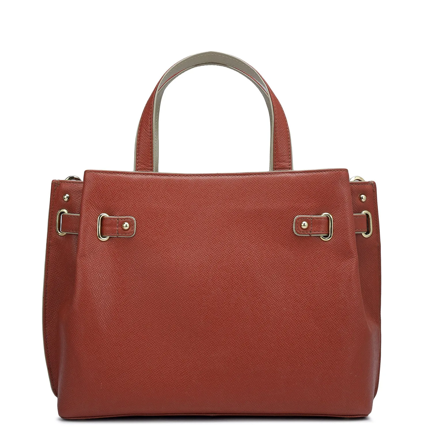 Medium Franzy Leather Satchel - Brick