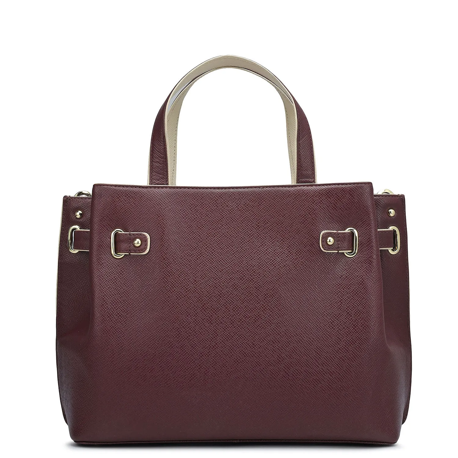 Medium Franzy Leather Satchel - Wine
