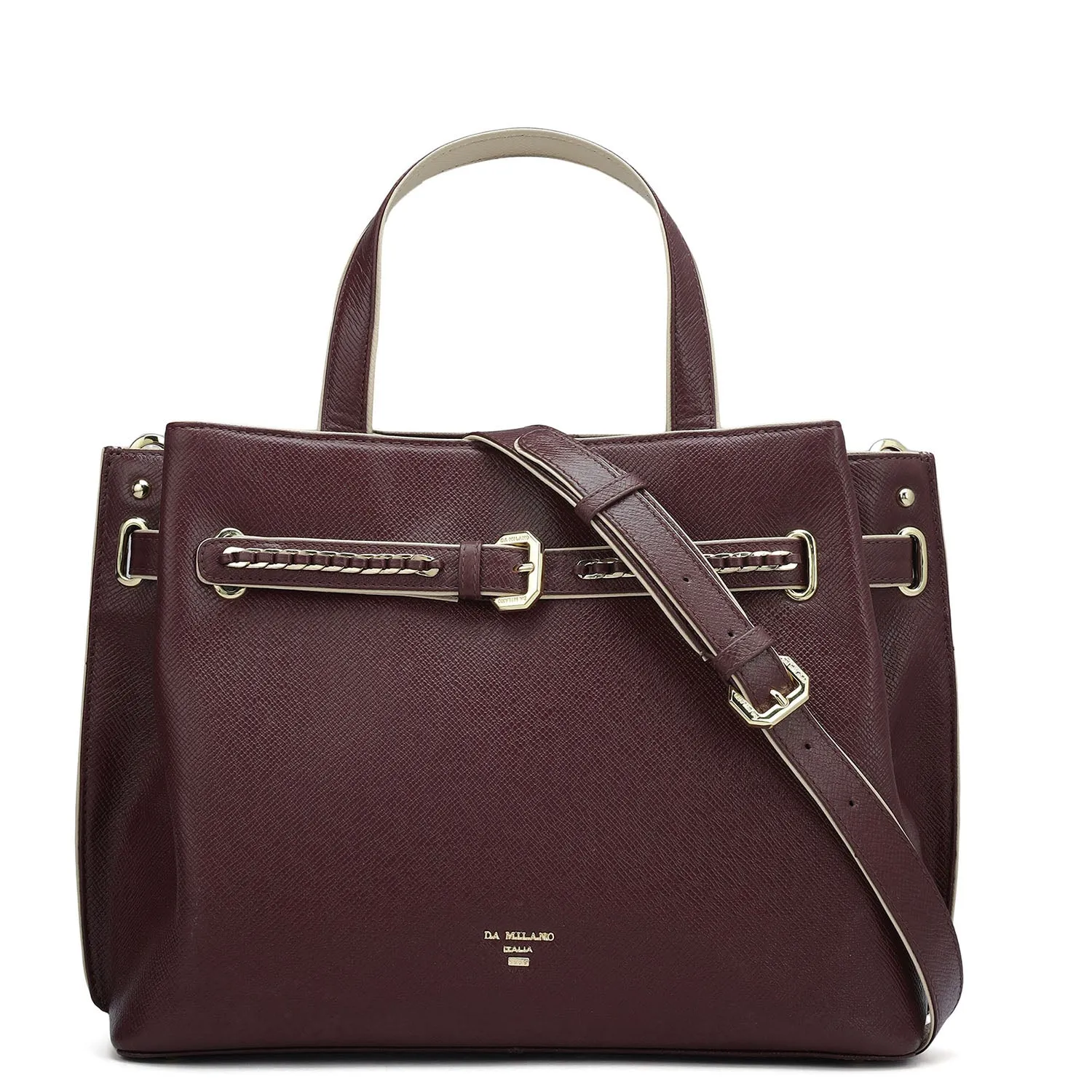 Medium Franzy Leather Satchel - Wine