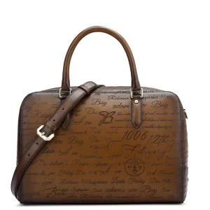 Medium Signato Leather Satchel - Cognac