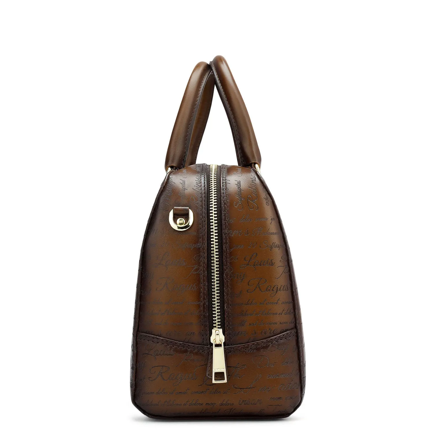 Medium Signato Leather Satchel - Cognac