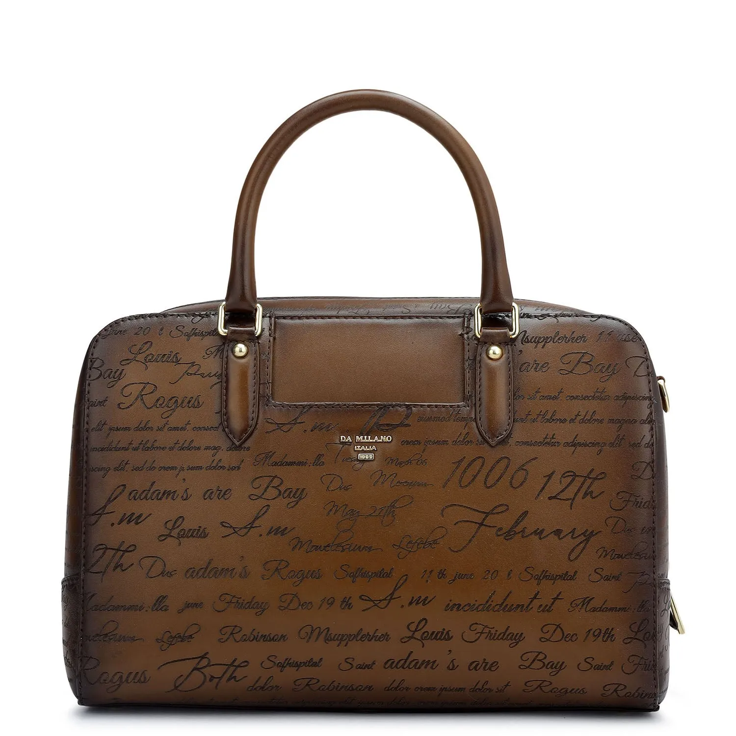 Medium Signato Leather Satchel - Cognac
