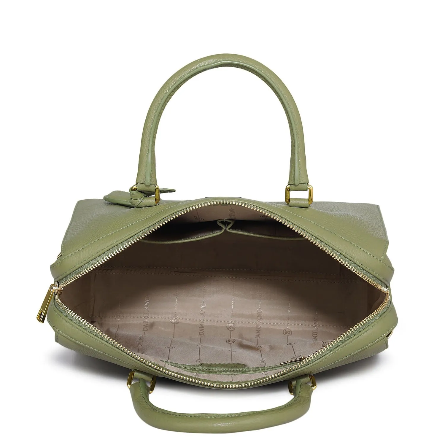 Medium Wax Leather Satchel - Fern