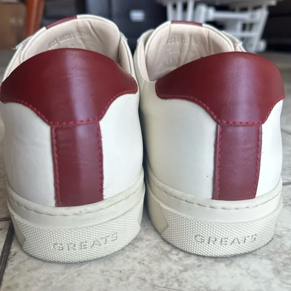 MENS GREATS Royale Vintage White and Red Sneakers size 13 Made in Italy