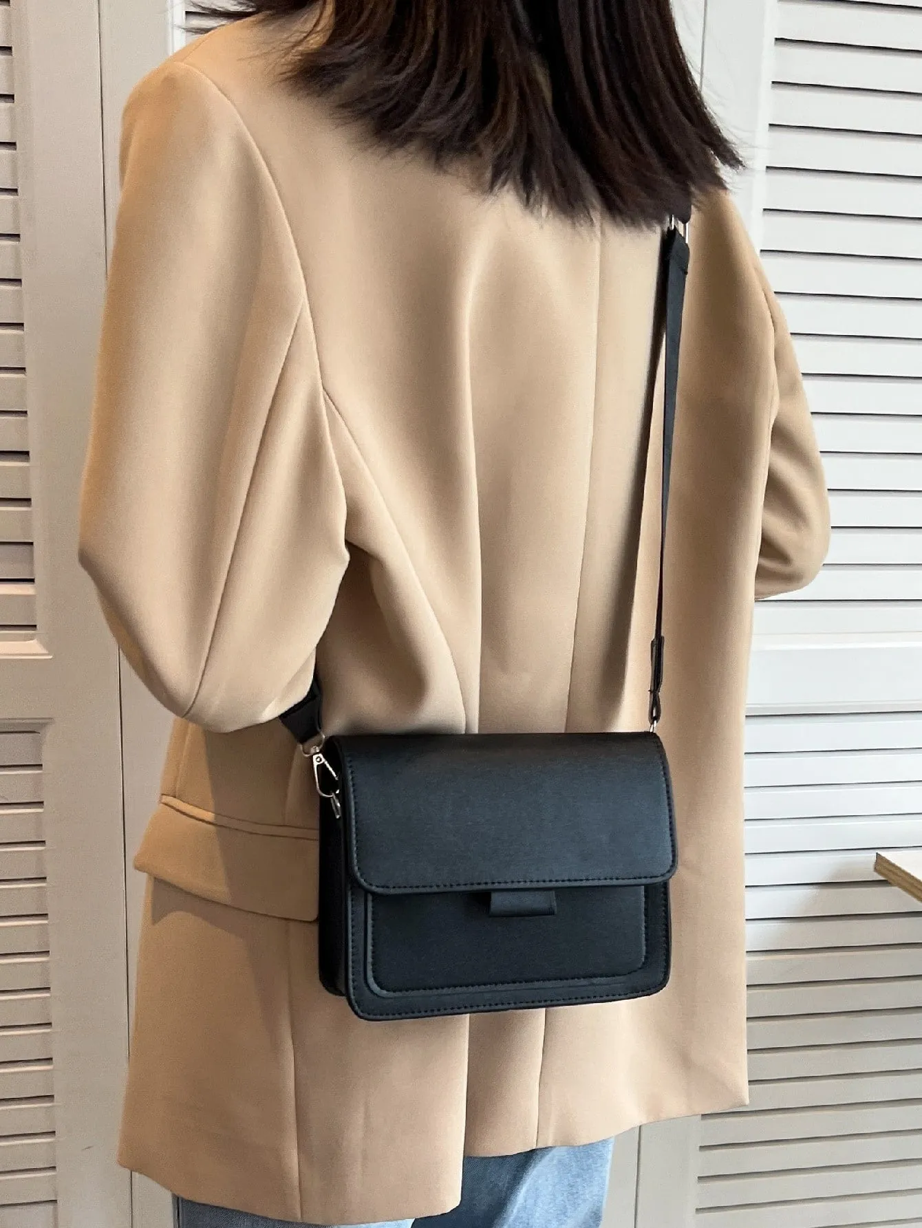 Mini Minimalist Flap Square Bag - Black
