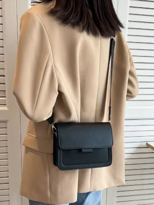 Mini Minimalist Flap Square Bag - Black