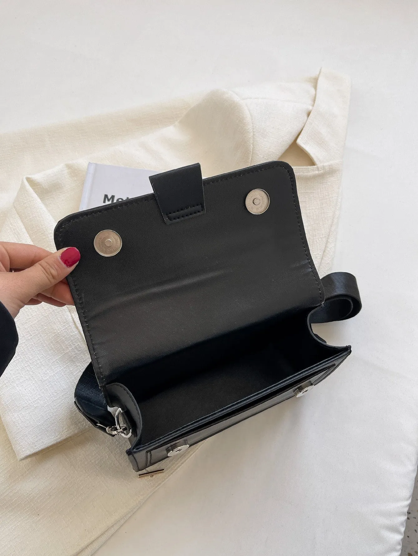 Mini Minimalist Flap Square Bag - Black